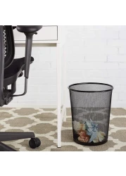 AL ARQAM Black Metal Mesh Waste Paper Bin Wastebasket Trash Can Circular Garbage Bin for Office, Living Rooms, Bedrooms