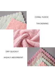 Aiwanto - Household Kitchen Towels Absorbent Dishcloths Coral Velvet Thickened Towels Machine Washable Quick Drying Towels Rags for Home Cleaning (Pack of 10Pcs in Assorted Colors)