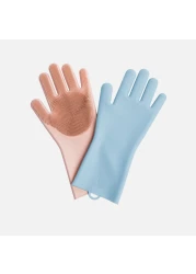 Generic-Magic Silicone Cleaning Gloves Heat Insulation Non-slip Dishwashing Glove Double-sided Wear Gloves For Home Kitchen