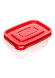 لوك اند لوك إيزي حافظة طعام بلاستيكية مستطيلة HLE6304 شفاف/أحمر 520 ملل 2 قطعة