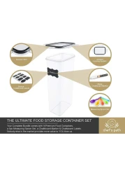 ماهمير حاويات تخزين طعام محكمة الغلق مع اغطية لتنظيم المطبخ - حاويات تخزين بلاستيكية للمطبخ لتنظيم وتخزين المخزن - الحبوب والارز والمعكرونة والدقيق والسكر (عبوة من 14 قطعة)