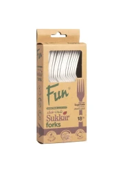Fun Green Track Sukkar Forks White 18 PCS