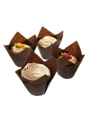 Fun Festive Tulip Baking Cups Brown 50x95mm 20 PCS
