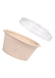 Fun Green Track Sukkar Pulp Portion Cups With Lid Beige 60ml 25 PCS