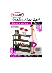 Feelings 4 Layer Wooden Shoe Rack Brwon