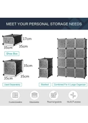 Generic Diy Modular Shelving Storage Organizer 15-Cube, Extra Large Portable Wardrobe With Clothes Rod, 12 Cubes Organizing Cabinet + 3 Cubes Shoe Rack