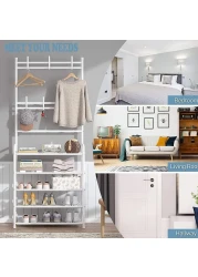 Aiwanto 5 Tier Shoes And Coat Rack Shoes Storage Shelf For Home (White)