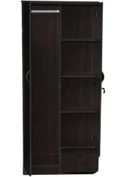 Galaxy Design 2 Door Wooden Wardrobe Cabinet Cupboard With Mirror and Drawer Lock Keys Size 190x51x53 Cm (Without Assembly, White)