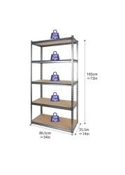 Tactix - 5 Shelf Rack - 86.5W x 35.5D x 183H cm - TTX-329016