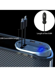 Yeasha,Car Seat Gap Storage Box Storage Box Digital Display Multi Function Super Fast Charging Mobile Phone Charger Comes With 2 Telescopic Data Lines For Charging Suitable For All Car