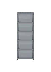 كوزموبلاست سيدارجراين خزانة تخزين 5 طبقات بأدراج وعجلات، رمادي داكن، 50x40x114 سم