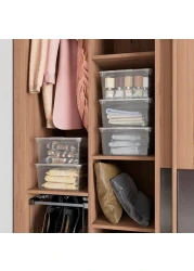 Keter C-Box XL Transparent Storage Container with Wheels 50L - Spacious and Clear Plastic Organizer for Wardrobe Efficiency