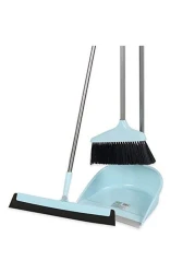 AIWANTO Long Hand Dust Pan with Broom Wiper Combination Cleaning Tools for Household 3 in 1 Long Handle Dustpan Brush Scraper Set