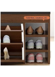 Shoe Storage Bench with Hidden Shoe Rack, Leather Entryway Shoe Bench Seat, Modern Shoe Organizer Cabinet, Decorative Furniture