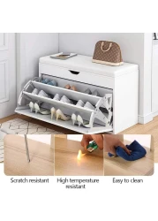 Generic Wooden Shoes Rack Bench With Shoe Changing Stool, Foldable Seat, Nonwoven Fabric Cover Closet, 80X34X53cm, White