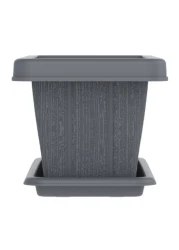 Cosmoplast Cedargrain Rectangular Planter With Tray Grey 18inch