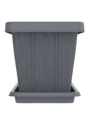 كوزموبلاست أصيص زهور مستطيل الشكل من خشب الأرز مع صينية 30 بوصة - رمادي