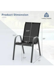 VITAL Patio Chairs, Stackable Patio Chairs Set with Armrests and Breathable Seat Fabric, Outdoor Dining Chairs Set for Patio, Pool Side, Backyard steel frame with powder coating, stackable