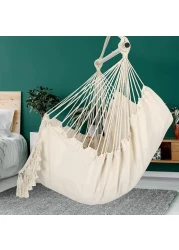 VITAL Travel Canvas Hammock Garden Sports Dormitory Bedroom Hanging Chair Outdoor Swing Hanging Rope Hammock Chair Swing Seat Best for Indoor Outdoor Hanging Rope Swing Seat Chair Beige