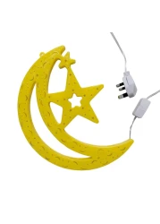 Crescent Moon Star Yellow Glowing LED Light 30x22cm
