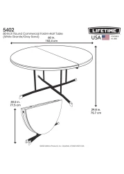 طاولة دائرية 60 بوصة ، ضمان محدود لمدة 10 سنوات ، لون جرانيت أبيض ، LFT-5402