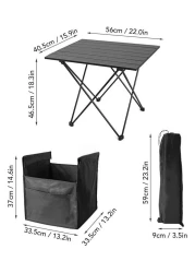 طاولة تخييم قابلة للطي من الألومنيوم طاولة جانبية قابلة للطي وخفيفة الوزن وقابلة للحمل مع حقيبة تخزين للنزهات الخارجية والشاطئ وصيد الأسماك والشواء والمشي لمسافات طويلة والأنشطة في الفناء الخلفي
