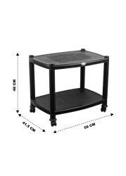 Esqube Delta Plastic Glossy Trolley Table (Black)