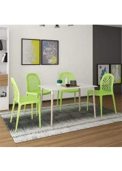 مجموعة من 2 كرسي بتصميم فتحة خلفية قابلة للتكديس A312 بأرجل ثابتة من البلاستيك للترفيه في الهواء الطلق/داخلي خارجي/داخل الفناء/كرسي الحديقة مقاوم للماء/كرسي الطعام للمنازل ، المطاعم ، الكافيتريات ، الأحداث ، وغيرها- أخضر