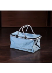 Royalford 30L Insulated Picnic And Grocery Basket- Rf11375 Multi-Purpose Utility Basket With Aluminum Handle And Lid Break-Resistant, Light-Weight, Stylish Construction Blue