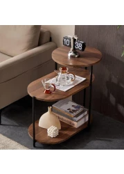 Vital End Table 3 Tiers coffe table Sofa Side Table - Wood Nightstand with Storage Shelf - Modern Plant Stand in Living Room Bedroom Balcony Small Space,Walnut+Black