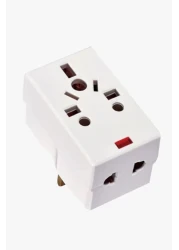 03 Way Adapter with Square-Pin, Universal Socket with Light And 13A Fuse. Travel Adaptor for KSA/UAE/UK/HK, AC Power Plug for US/AU/JP/CN, 3 Pin plug adapter.