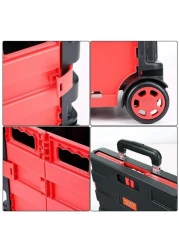 Generic 25kg Foldable Shopping Trolley Storage Boot Cart Box Black/Red