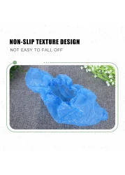 KKmoon-50 Pairs Disposable PE Shoes Covers Waterproof Dustproof Anti-slip Boot Shoe Covers with Elastic Band for Workplace Indoor Carpet Floor Protection Outdoor Activities Blue 100PCS/Pack