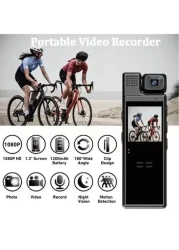 Mini Body Camera 1080P Portable Small Body Worn Cam Wearable Pocket Video Recorder With 180&deg; Rotatable Lens 1.3" LCD Night Vision For Security Guard Law Enforcement
