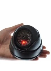 Tomvision - Black colour Flashing Light Infrared CCTV Surveillance Simulation Dummy Fake Imitation Dome Camera