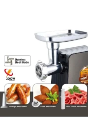 Electric Meat Mincer Grinder, Sausage Maker, Food Slicer 6-in-1 Powerful Electric Meat Mincer Machine, 3 Different Cutting Plates/Vegetable Slicer/Grater Attachments for Home Use