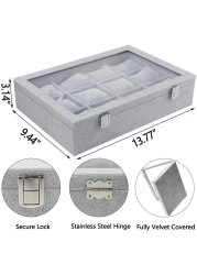 Aiwanto Watch Storage Lether Box Watches Holder Velvet Watch Holder Jewelry Storage Box Display Case for Men and Women 35.5 * 24.5 * 7 cm