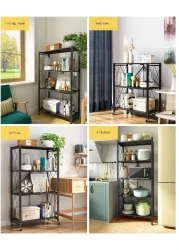 Foldable Storage Shelf Unit with Wheel Kitchen Study Office Bedroom Storage Rack Storage Box Garage and Laundry Bathroom Tool Organization (Foldable 4 Tier)