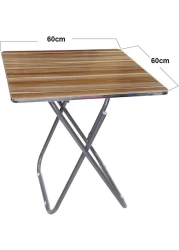 In-House In House Folded Table With Aluminum Framin House Folded Table With Aluminum Frame, 60X60 cm, Square, Assorted Color, Brown