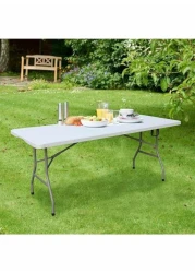 Adjustable Folding Table Portable Plastic Picnic Party Camping Table Indoor Outdoor, Size 180X74X74CM