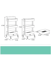 Rubik 3-Tier Rolling Storage Cart Moveable Trolley With Utility Handle And Wheels For Kitchen Bathroom, Black