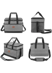 ماهمير شنطة تبريد كبيرة معزولة للاستخدام الخارجي سعة 33لتر قابلة لاعادة الاستخدام ومقاومة للماء من قماش اكسفورد بسعة كبيرة للحفاظ على الطعام طازجا للرجال والنساء والنزهات والشواء والشاطئ والغداء رمادي