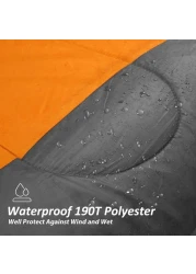 كيس نوم خفيف الوزن مقاوم للماء ودافئ للتخييم للبالغين مع كيس ضغط - أزرق