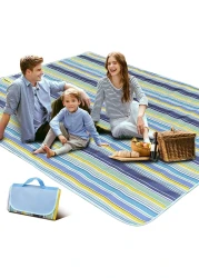 Waterproof Foldable Outdoor Camping Mat Widen Picnic Mat Plaid Beach Blanket Baby Multiplayer Tourist Mat 145X180cm, Blue