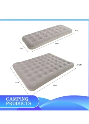 Manful Inflatable Mattress With Pump Portable Outdoor Air Mattress Foldable Single Thickened Flocking Mattress For Outdoor And Home