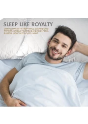 Hotel Linen Klub Pack of 2 Quilted Pillow Queen (50 x75cm) - Outer Cover: 90GSM Microfiber Supersoft Fabric, Filling: 650grams Soft Fiber, Diamond Quilt Pattern