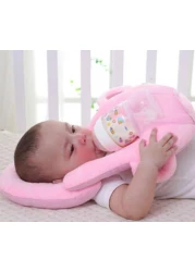 Comfortable Baby Feeding Pillow with Bottle Holder Pocket - Ergonomic Nursing Cushion for Breastfeeding and Bottle-Feeding, Hypoallergenic Infant Support Pillow" Pink