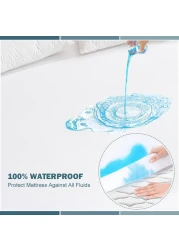 Waterproof Mattress Protector Double 150x200cm Bamboo fiber Cotton Jersey+TPU Pad Cover for Pets Kids Adults Deep Pocket Style 100% Waterproof Mattress Protector Double Size White