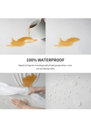 Tencel Waterproof Mattress Protector Double Bed Size 150x200cm High Absorption Tencel+TPU Pad Cover for Pets Kids Adults Deep Pocket Style 100% Waterproof Tencel Jersey Mattress Protector Double White