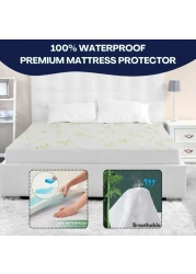 Bamboo Mattress Protector with Zipper 100 Waterproof King Size Cooling Mattress Cover Ultra Soft Jacquard Fabric Breathable Noiseless Mattress Pad Cover Zippered Mattress Encasements